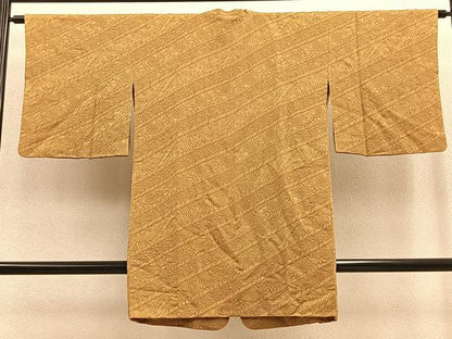 平和屋着物∞道行コート ロング丈 ふくれ織 草花文 正絹 逸品 BAAU0014gt