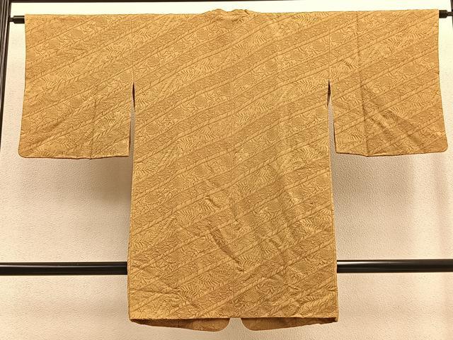 平和屋着物∞道行コート ロング丈 ふくれ織 草花文 正絹 逸品 BAAU0014gt