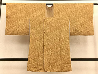 平和屋着物∞道行コート ロング丈 ふくれ織 草花文 正絹 逸品 BAAU0014gt
