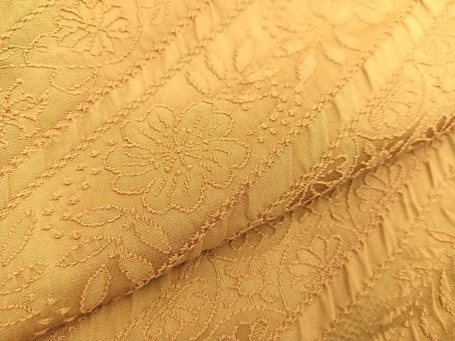 平和屋着物∞道行コート ロング丈 ふくれ織 草花文 正絹 逸品 BAAU0014gt