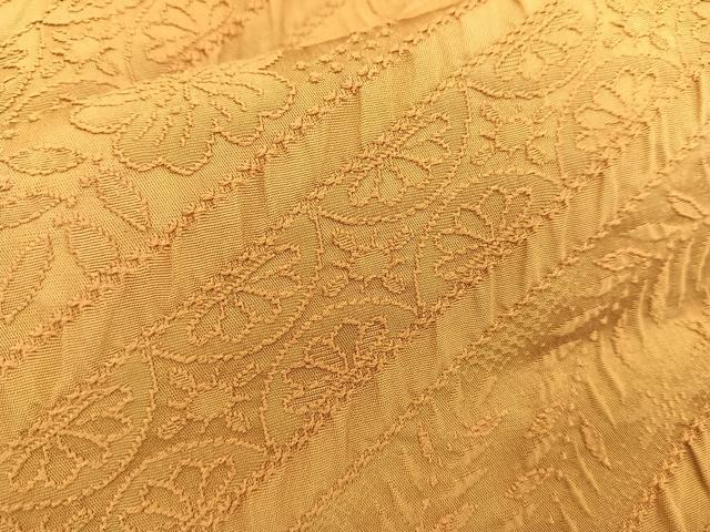 平和屋着物∞道行コート ロング丈 ふくれ織 草花文 正絹 逸品 BAAU0014gt