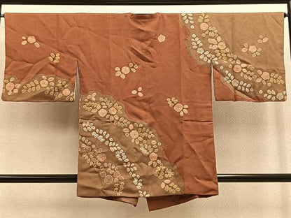 平和屋着物∞道行コート 絞り 草花文 金彩 正絹 逸品 BAAU0015gt