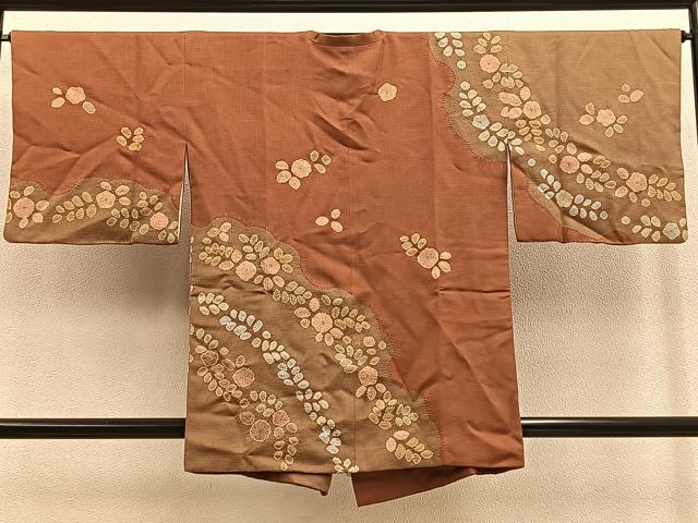 平和屋着物∞道行コート 絞り 草花文 金彩 正絹 逸品 BAAU0015gt