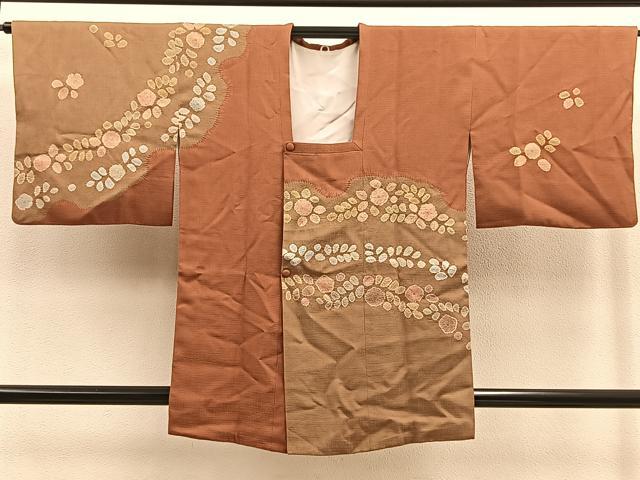 平和屋着物∞道行コート 絞り 草花文 金彩 正絹 逸品 BAAU0015gt