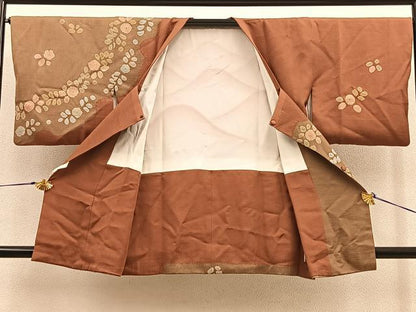 平和屋着物∞道行コート 絞り 草花文 金彩 正絹 逸品 BAAU0015gt