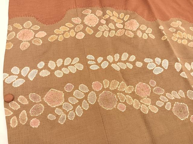平和屋着物∞道行コート 絞り 草花文 金彩 正絹 逸品 BAAU0015gt
