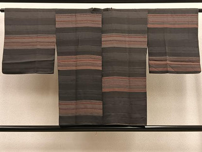 平和屋着物∞道行コート 横段文 正絹 逸品 BAAU0023gt
