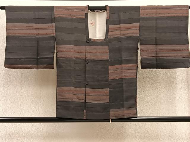 平和屋着物∞道行コート 横段文 正絹 逸品 BAAU0023gt