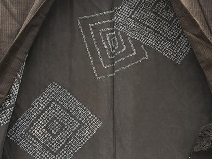 平和屋着物∞男性　長羽織　紬　縞　正絹　逸品　BAAU0027gt
