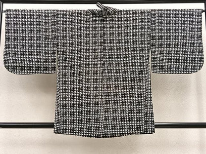 平和屋着物∞道中着 幾何学文様 黒地 洗える着物 BAAU0028gt