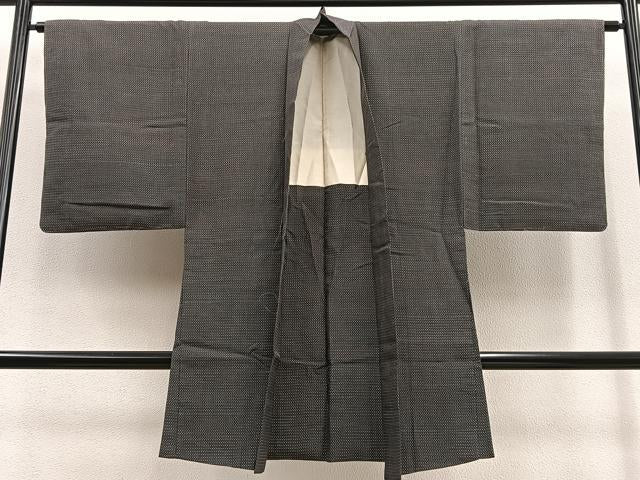 平和屋着物∞男性 長羽織 本場染大島紬 十字文様 正絹 逸品 未使用 BAAU0034gt