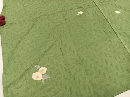 平和屋着物＃道中着　袖なし道中着セット　単衣　椿　正絹　逸品　未使用　BAAU0037gt