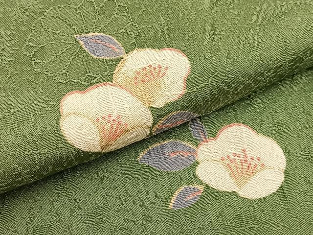平和屋着物＃道中着　袖なし道中着セット　単衣　椿　正絹　逸品　未使用　BAAU0037gt
