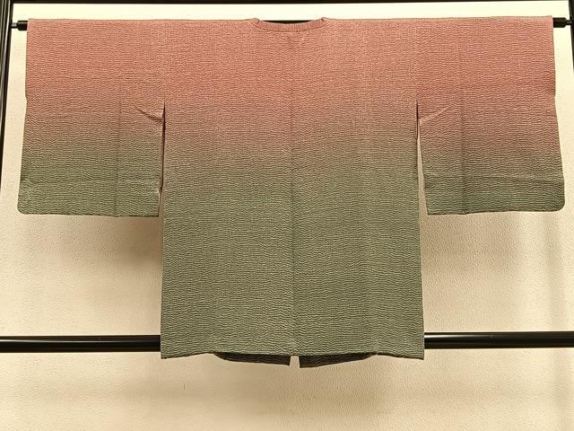 平和屋着物∞道行コート ふくれ織 暈し染め 正絹 逸品 BAAU0039gt