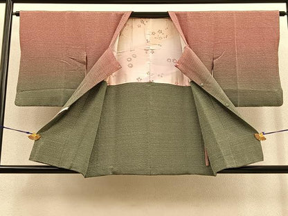 平和屋着物∞道行コート ふくれ織 暈し染め 正絹 逸品 BAAU0039gt