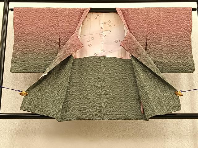 平和屋着物∞道行コート ふくれ織 暈し染め 正絹 逸品 BAAU0039gt