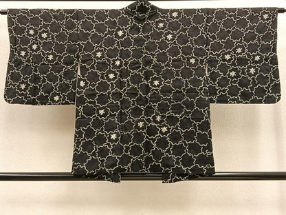 平和屋着物∞羽織　絞り　花尽くし　黒地　正絹　逸品　BAAU0045gt