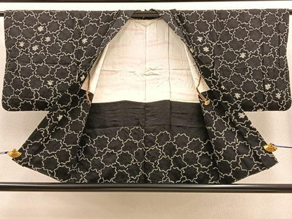 平和屋着物∞羽織　絞り　花尽くし　黒地　正絹　逸品　BAAU0045gt