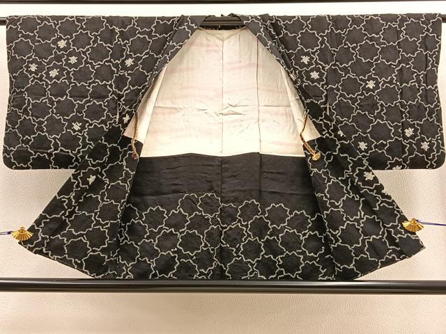 平和屋着物∞羽織　絞り　花尽くし　黒地　正絹　逸品　BAAU0045gt