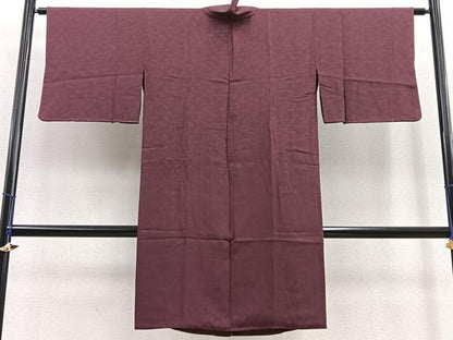 平和屋着物＃道中着 ロング丈 唐草地紋 栗皮茶色 正絹 逸品 BAAU0046gt
