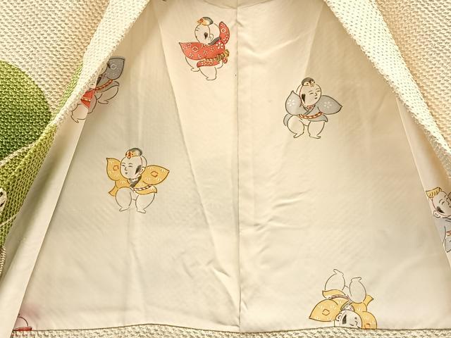 平和屋着物＃名門　藤娘きぬたや・総絞り　羽織　扇青海波　正絹　逸品　BAAU0051gt