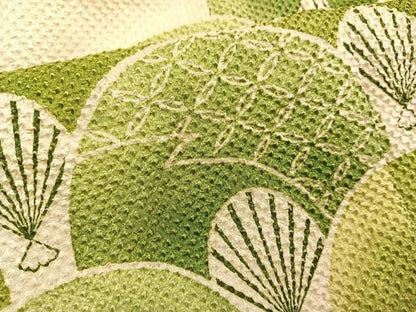 平和屋着物＃名門　藤娘きぬたや・総絞り　羽織　扇青海波　正絹　逸品　BAAU0051gt