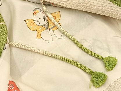 平和屋着物＃名門　藤娘きぬたや・総絞り　羽織　扇青海波　正絹　逸品　BAAU0051gt