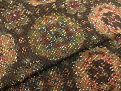 平和屋着物∞道中着　ロング丈　紬地　花尽くし　正絹　逸品　BAAU0058gt