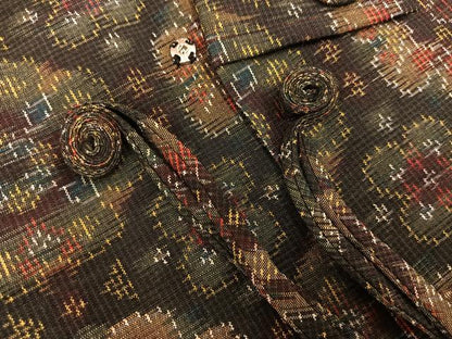 平和屋着物∞道中着　ロング丈　紬地　花尽くし　正絹　逸品　BAAU0058gt