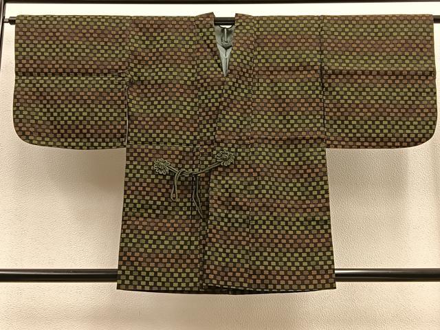 平和屋着物∞道中着 お召地 網代文様 正絹 逸品 BAAU0060gt