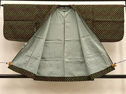 平和屋着物∞道中着 お召地 網代文様 正絹 逸品 BAAU0060gt