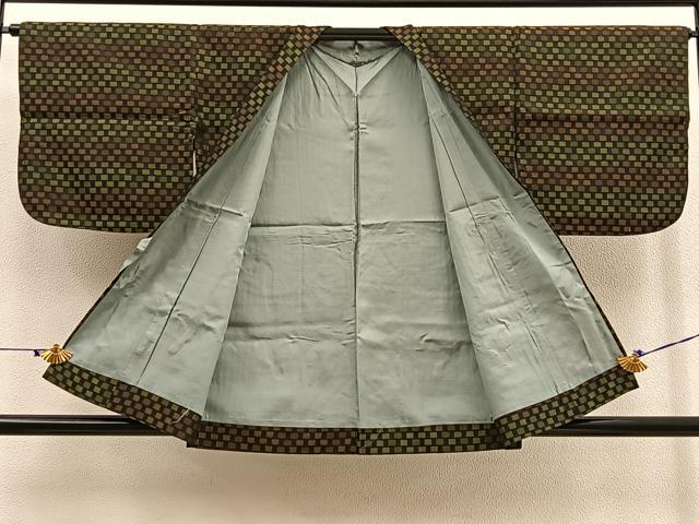 平和屋着物∞道中着 お召地 網代文様 正絹 逸品 BAAU0060gt