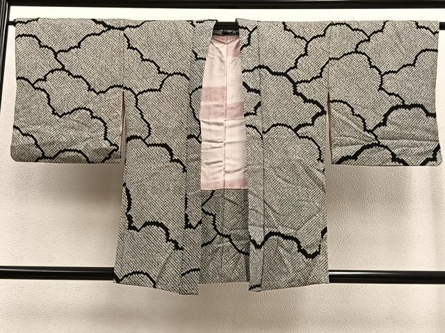 平和屋着物＃羽織 総絞り 雲重ね文 黒地 正絹 逸品 BAAU0064gt