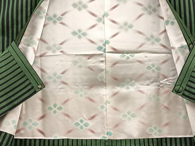 平和屋着物∞道行コート　本場縞大島紬　ロング丈　縞　正絹　逸品　BAAU0065gt