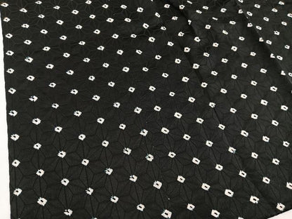 平和屋着物＃道行コート 絞り 麻の葉文様 黒地 正絹 逸品 BAAU0074gt