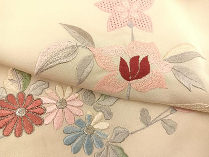 平和屋着物＃羽織　総刺繍　中国三大刺繍　スワトウ刺繍　枝花文　暈し染め　銀糸　正絹　逸品　BAAU0075gt