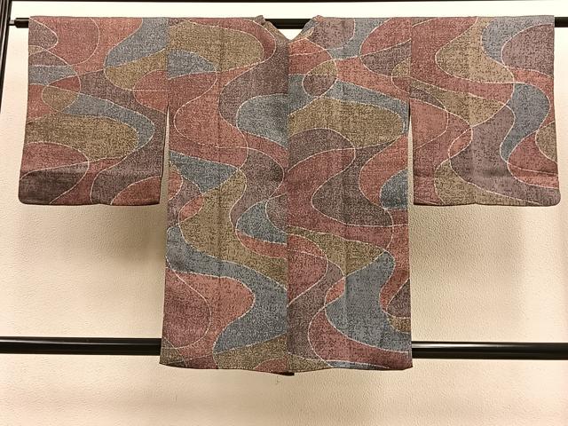 平和屋着物∞道行コート ふくれ織 流線文 大丸扱い 正絹 逸品 BAAU0079gt