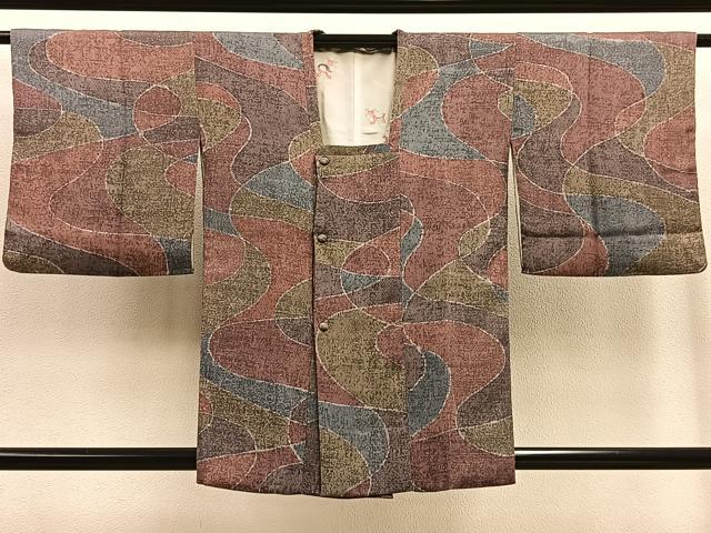 平和屋着物∞道行コート ふくれ織 流線文 大丸扱い 正絹 逸品 BAAU0079gt