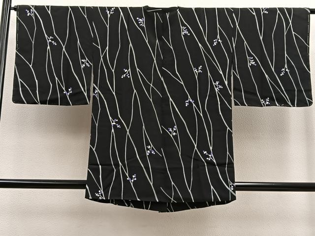 平和屋着物∞道行コート ろうけつ染め 木の実 黒地 正絹 逸品 未使用 BAAU0081gt