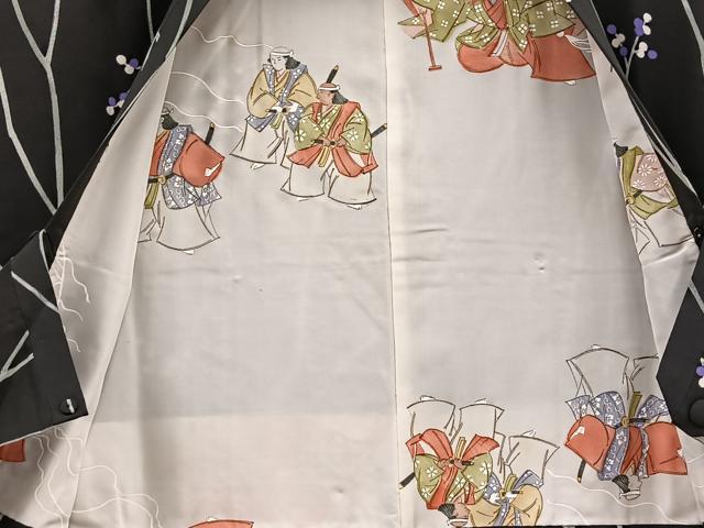平和屋着物∞道行コート ろうけつ染め 木の実 黒地 正絹 逸品 未使用 BAAU0081gt