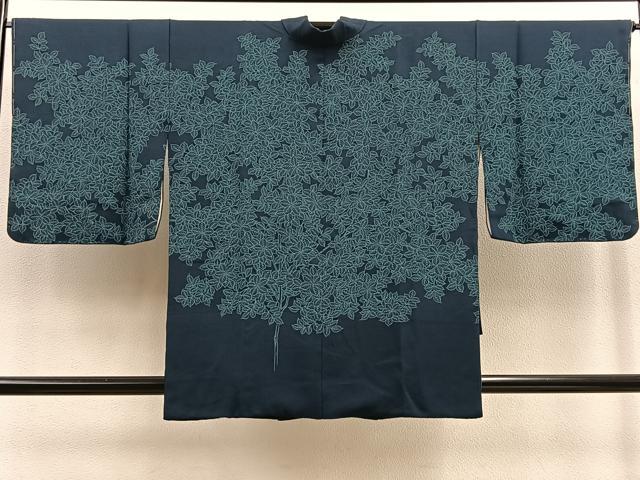 平和屋着物＃道中着　作家物　葉尽くし　正絹　逸品　未使用　BAAU0082gt