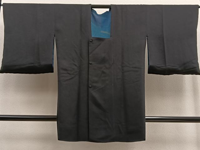平和屋着物＃道行コート　ロング丈　リバーシブル　ふくれ織　流線文　暈し染め　正絹　逸品　未使用　BAAU0086gt