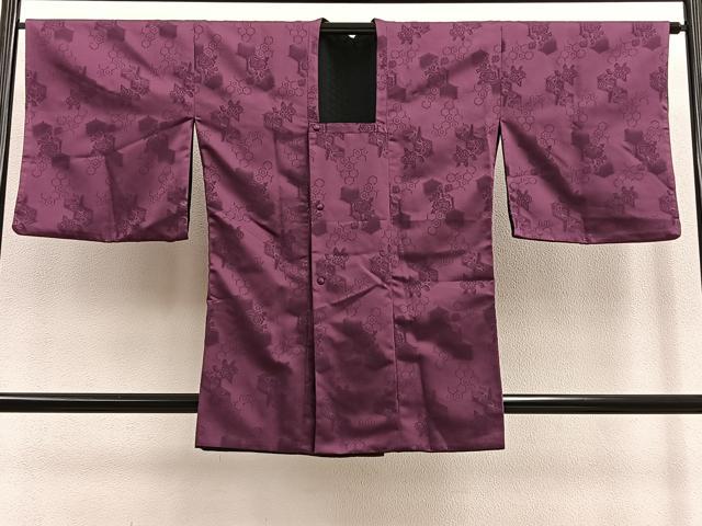 平和屋着物＃道行コート　リバーシブル　亀甲花文　洗える着物　BAAU0088gt