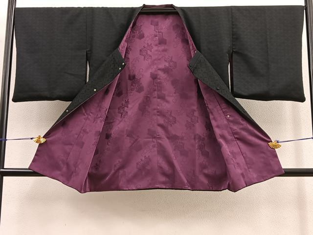 平和屋着物＃道行コート　リバーシブル　亀甲花文　洗える着物　BAAU0088gt