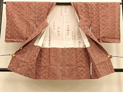 平和屋着物▽道行コート　スリーシーズン　春夏秋　塵除け　ショール付き　組織り　正絹　逸品　BAAU0091gt