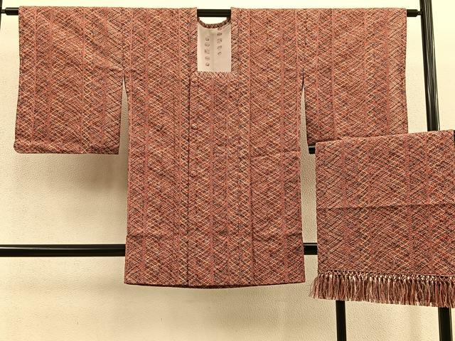平和屋着物▽道行コート　スリーシーズン　春夏秋　塵除け　ショール付き　組織り　正絹　逸品　BAAU0091gt