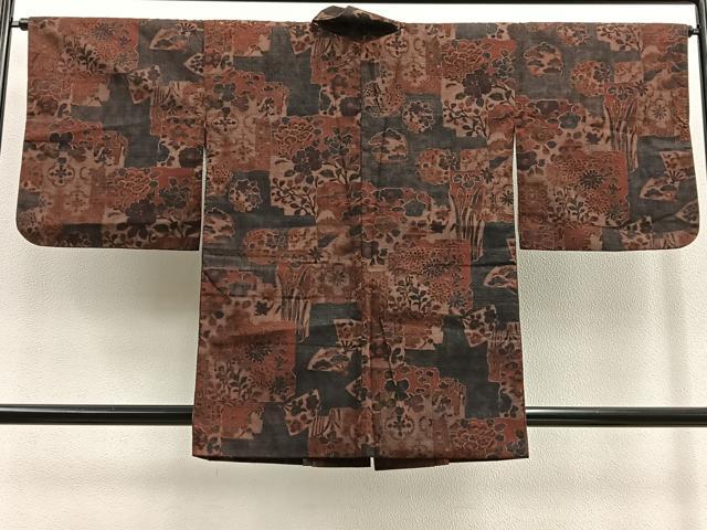 平和屋着物∞道中着 紬地 花鳥文 正絹 逸品 BAAU0101gt