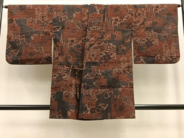 平和屋着物∞道中着 紬地 花鳥文 正絹 逸品 BAAU0101gt