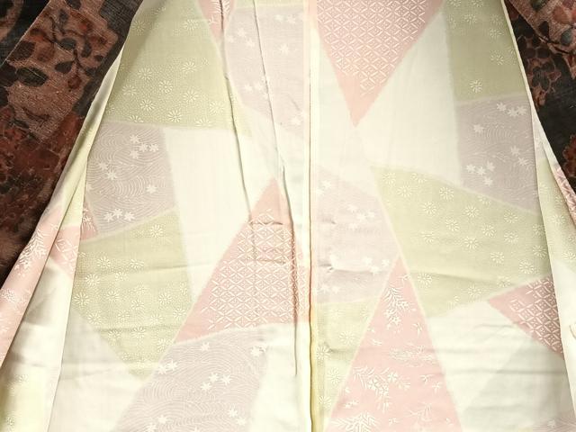 平和屋着物∞道中着 紬地 花鳥文 正絹 逸品 BAAU0101gt