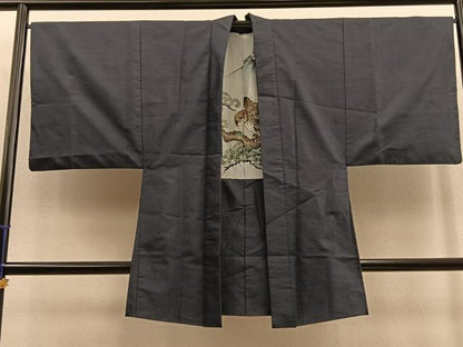 平和屋着物＃男性 長羽織 本場大島紬 80亀甲 総詰め 正絹 逸品 BAAU0109gt
